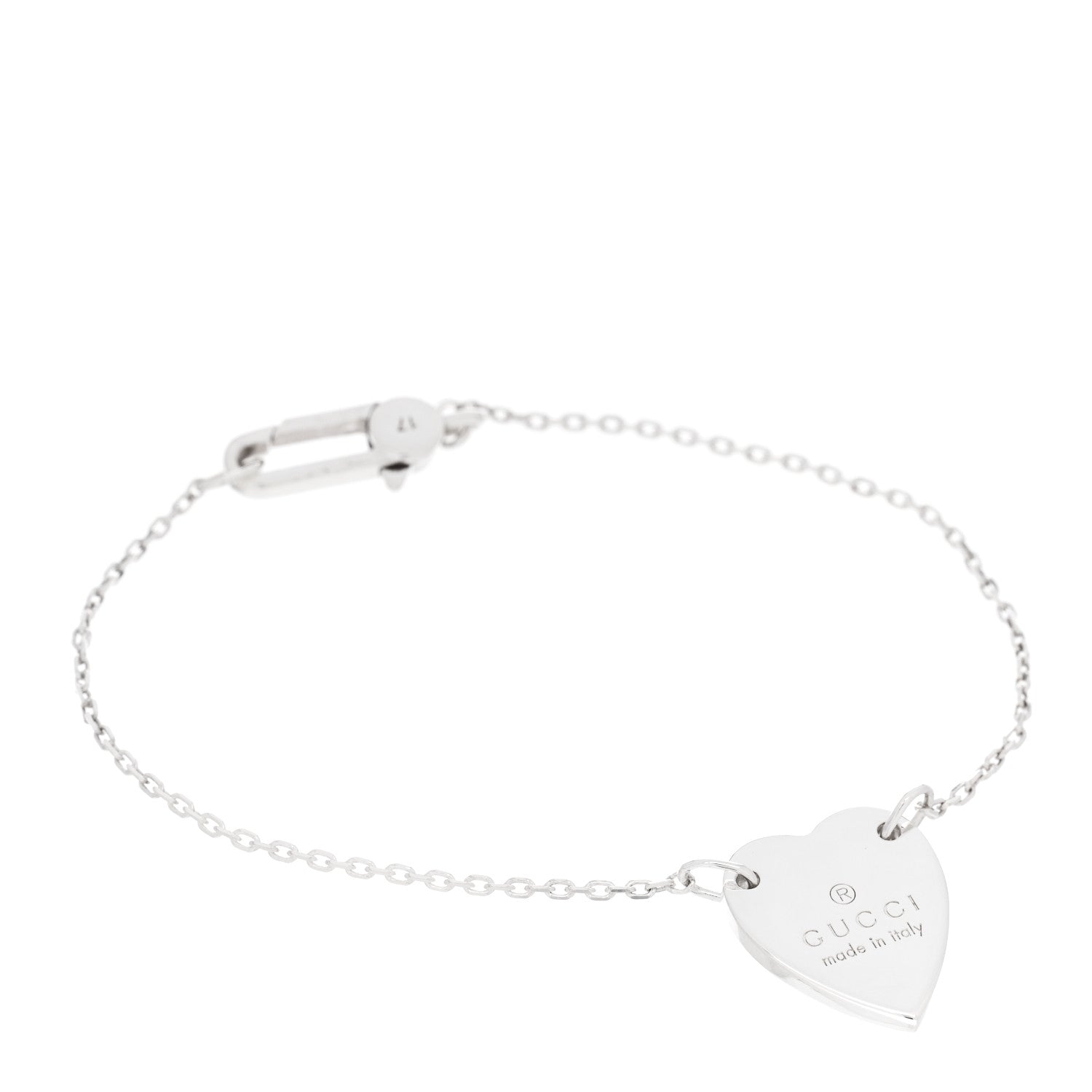 Gucci Sterling Silver Trademark Heart Bracelet 1 of 3
