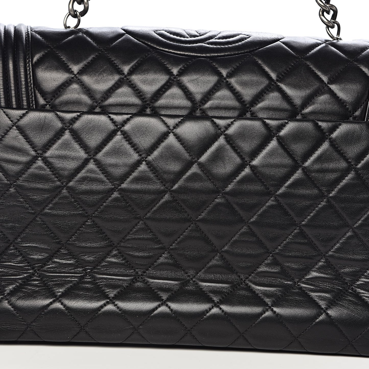 Lambskin Quilted Large Antik Boy Flap Black
