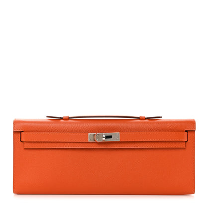 Hermes Epsom Kelly Cut Clutch Pochette Orange 1 of 7