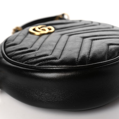 Gucci Azalea Calfskin Matelasse Heart Mini GG Marmont Round Shoulder Bag Black 8 of 9