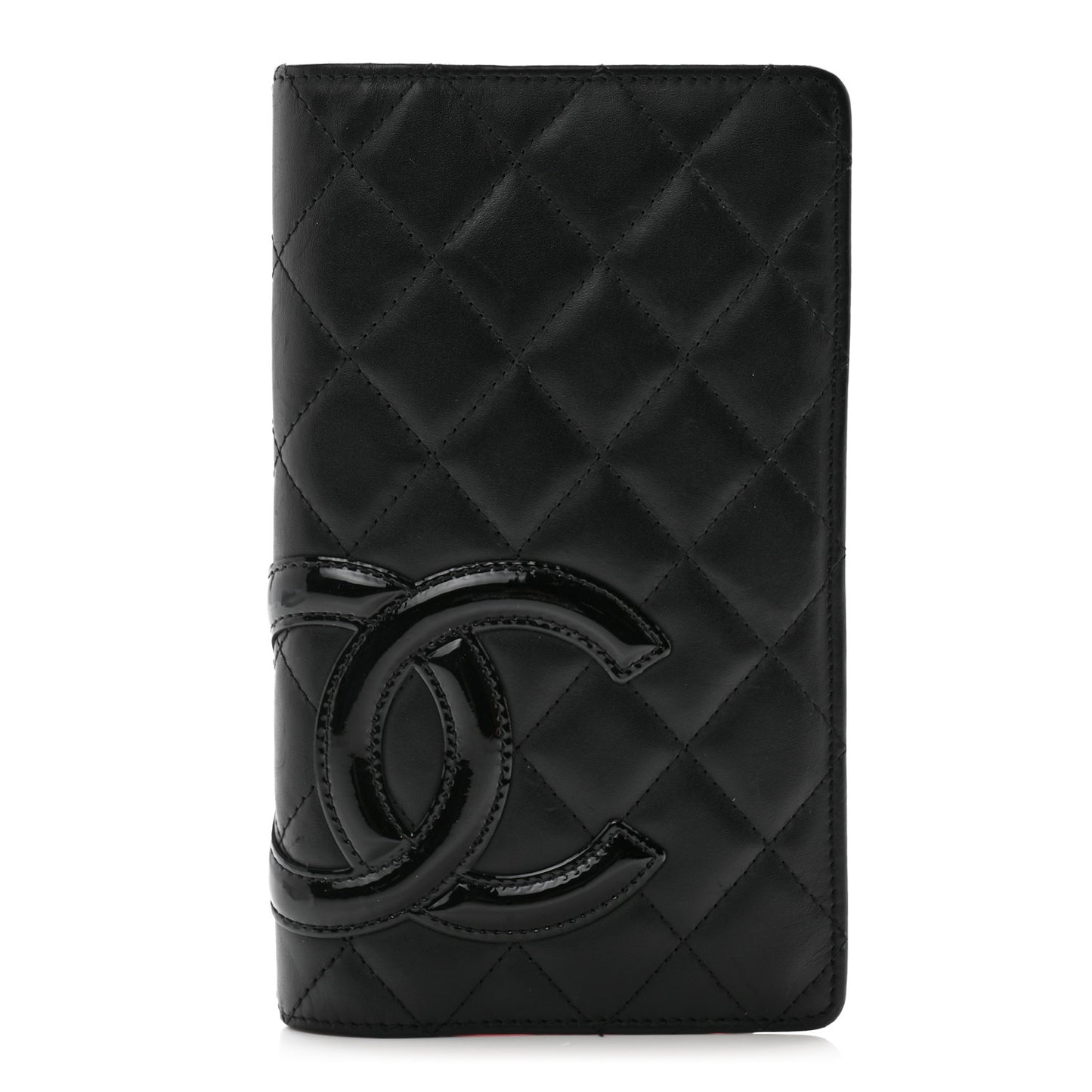 Calfskin Quilted Cambon Yen Wallet Black