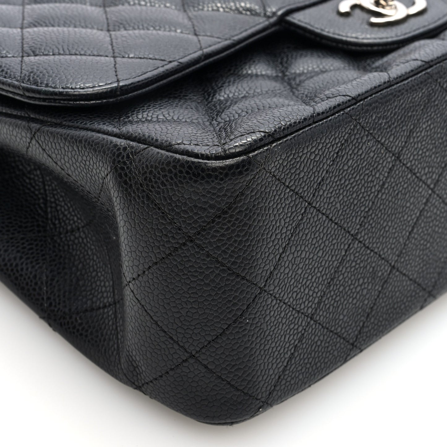 Caviar Quilted Jumbo Double Flap Black