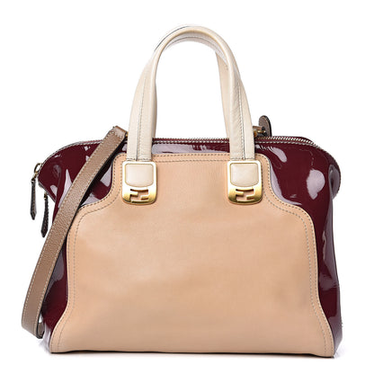 Fendi Calfskin Patent Small Chameleon Tote Cognac Bordeaux 1 of 12