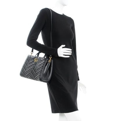 Gucci Calfskin Matelasse Small GG Marmont Tote Black 2 of 7