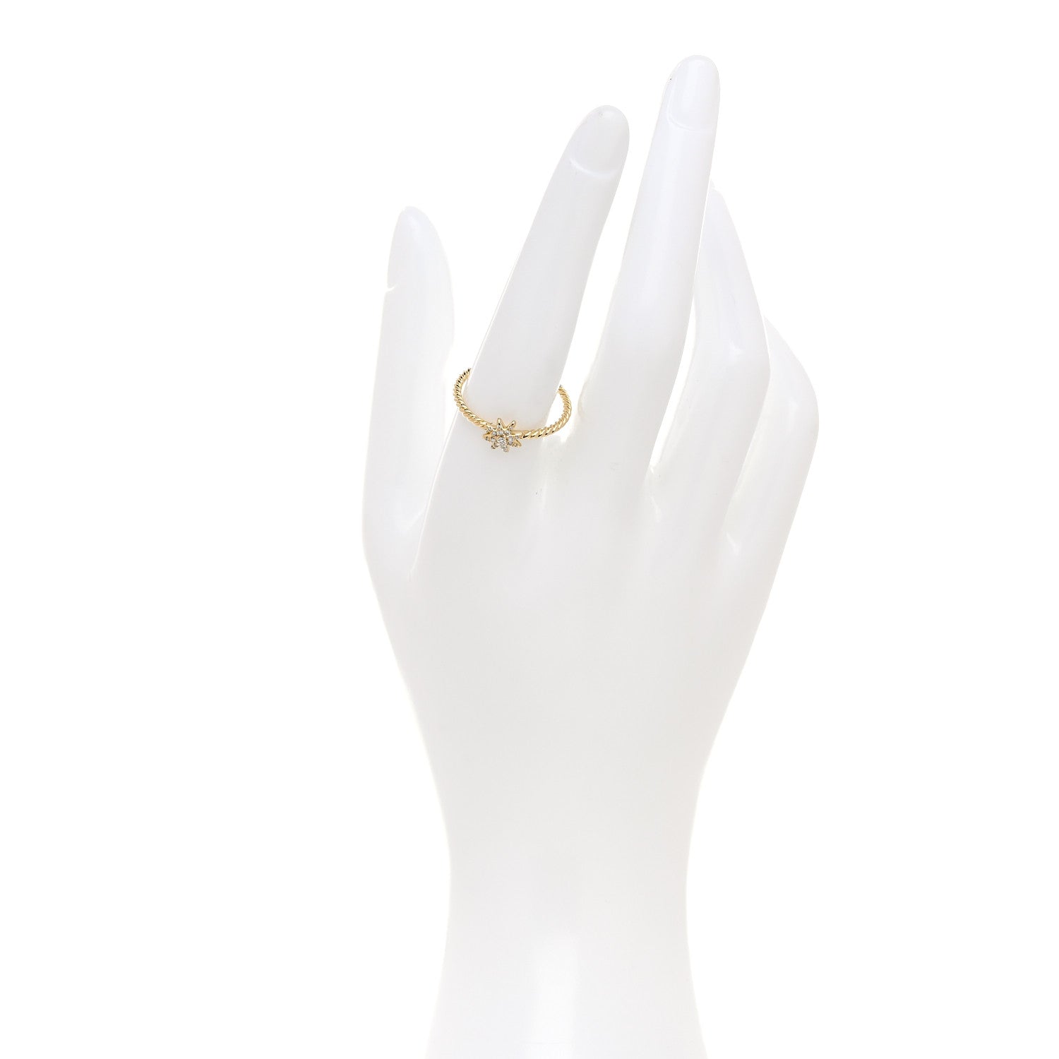 David Yurman 18K Yellow Gold Diamond 2mm Starburst Ring 57 8 2 of 5
