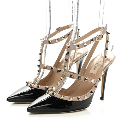 Valentino Garavani Patent Nappa Rockstud Ankle Strap 100mm Pumps 39.5 Black Poudre 3 of 8