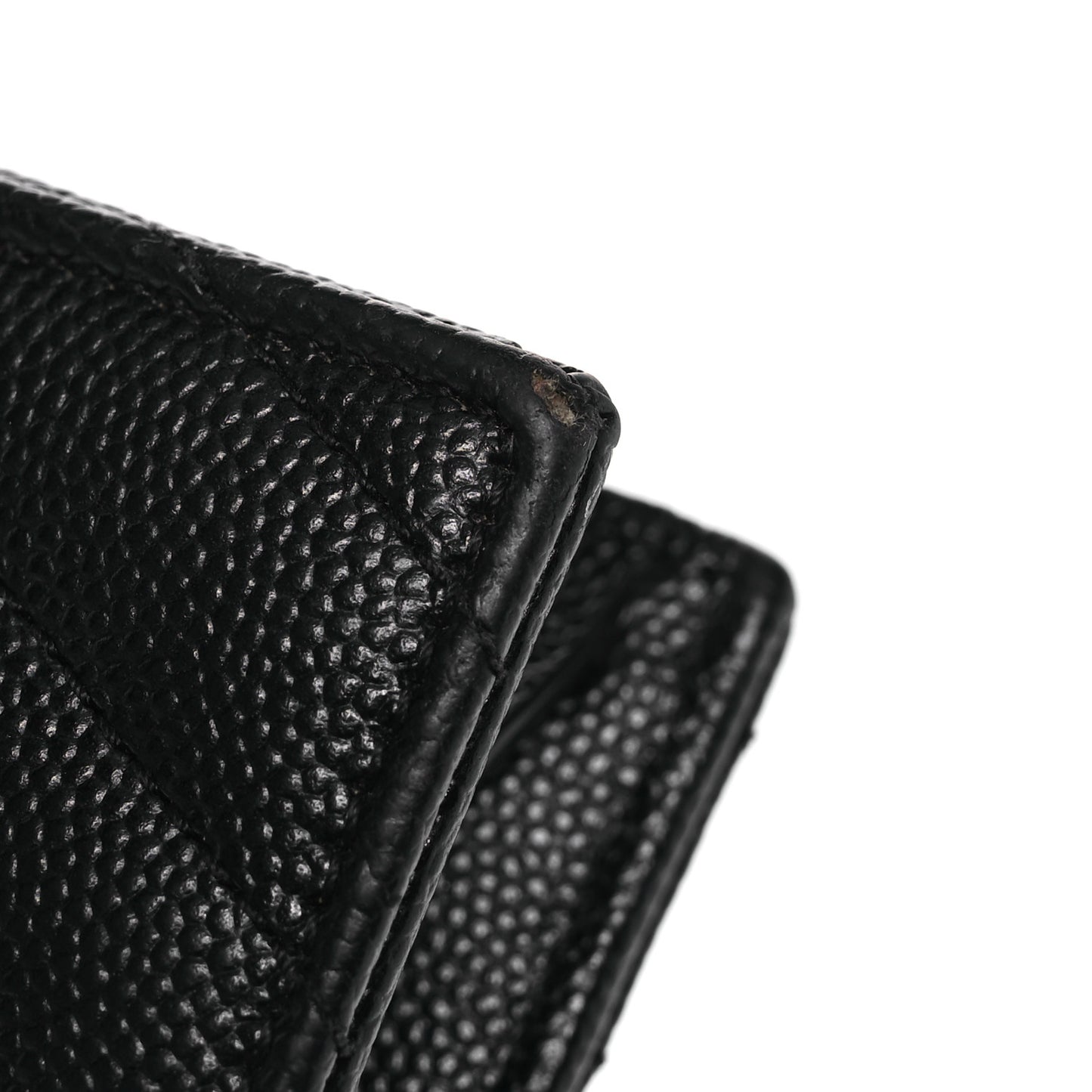 Grain De Poudre Matelasse Chevron Monogram Envelope Chain Wallet Black