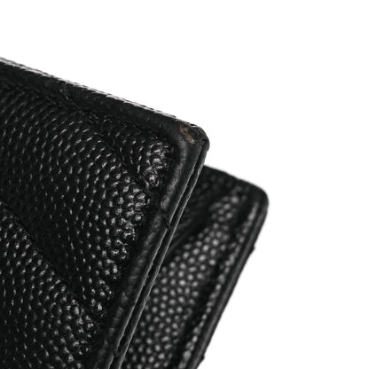 Saint Laurent Grain De Poudre Matelasse Chevron Monogram Envelope Chain Wallet Black 11 of 14
