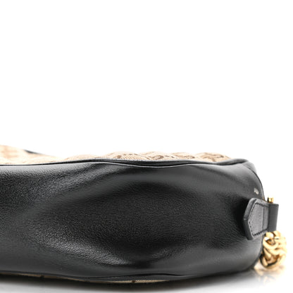 Gucci Monogram Matelasse Diagonal Small GG Marmont Chain Shoulder Bag Beige Black 12 of 13
