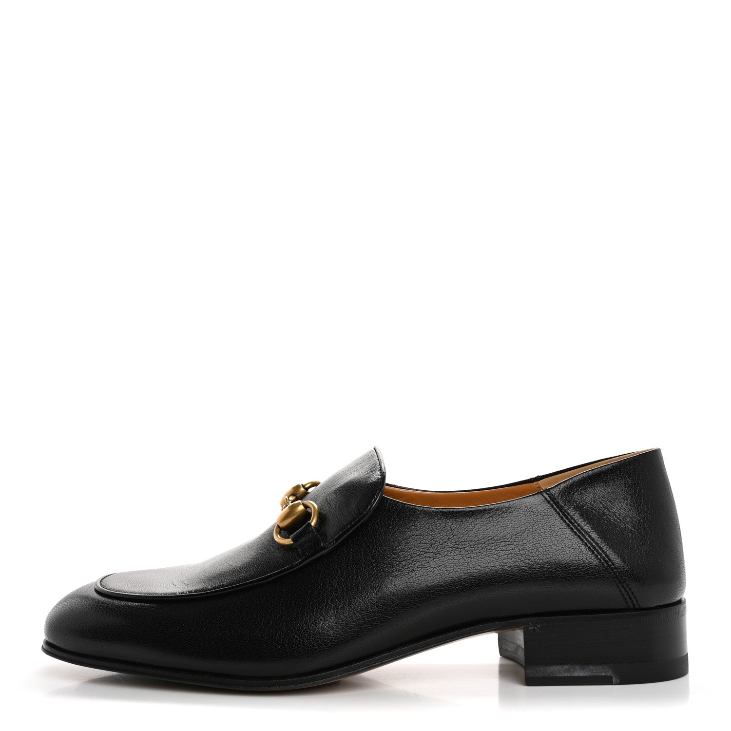 Gucci Goatskin Womens Horsebit Mid-Heel Loafers 39 Black 1 of 9