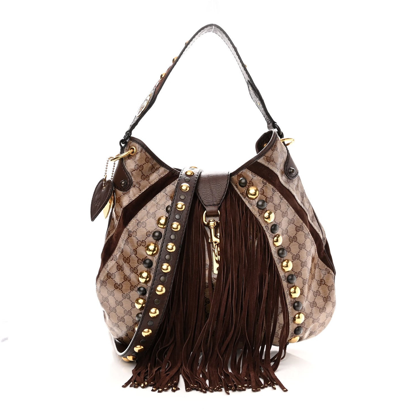 Crystal Monogram Fringe Babouska Hobo