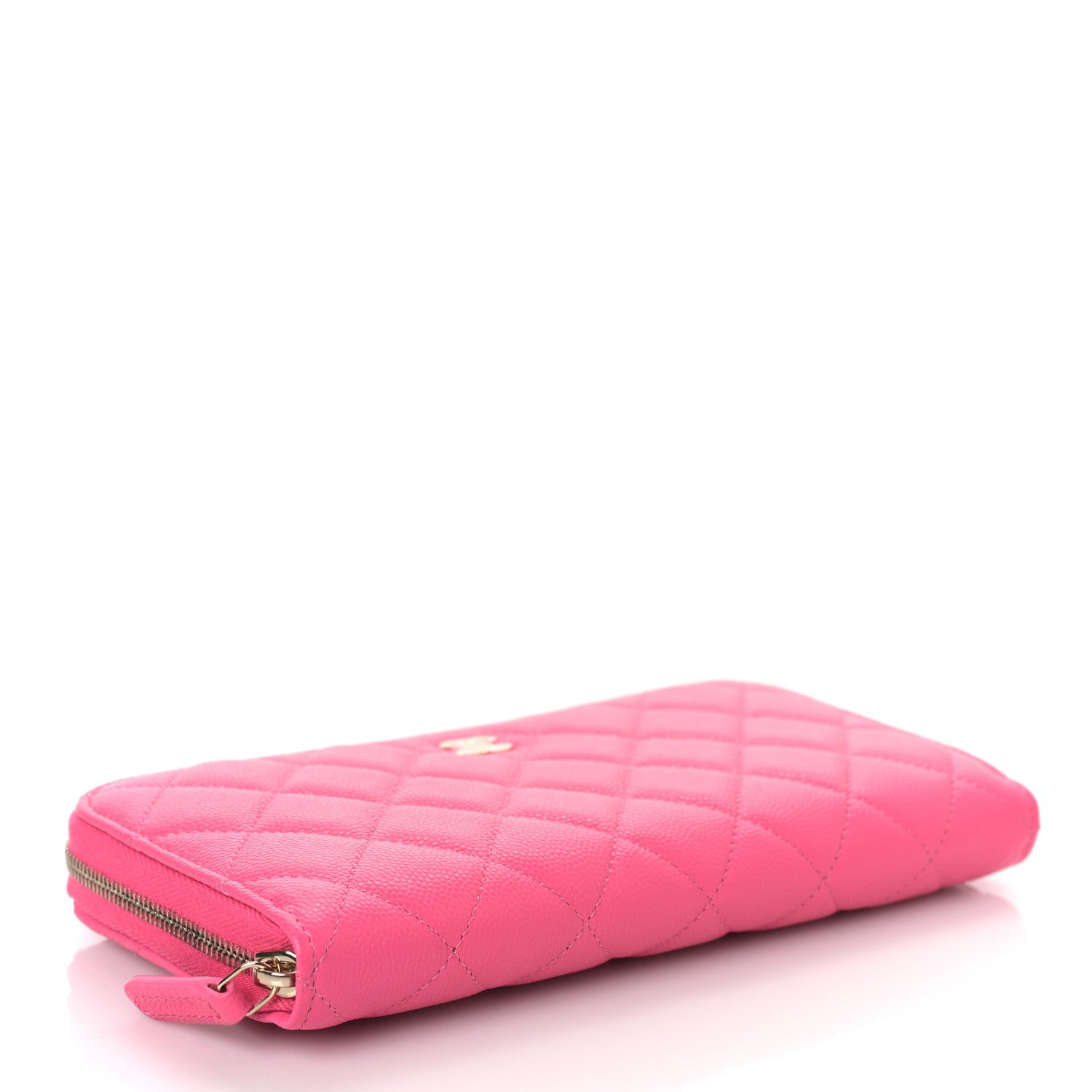 Chanel Caviar Quilted Large Gusset Zip Around Wallet Rose 4 of 10