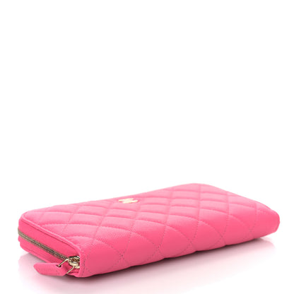 Chanel Caviar Quilted Large Gusset Zip Around Wallet Rose 4 of 10