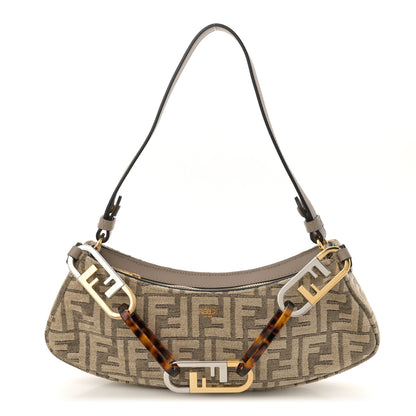 Fendi Chenille Vitello King Plexiglass FF O'Lock Swing Tortora Nuvola 1 of 10