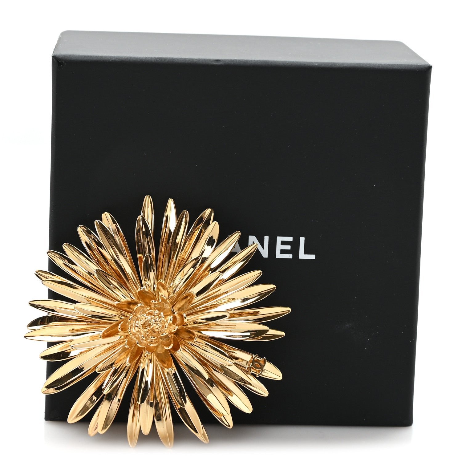 Chanel Metal Flower CC Brooch Gold 4 of 4