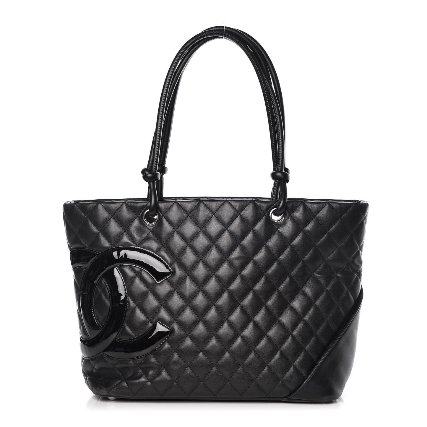 Calfskin Quilted Large Cambon Tote Black