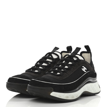 Chanel Velvet Calfskin Mixed Fibers CC Sneakers 41 Black 3 of 12