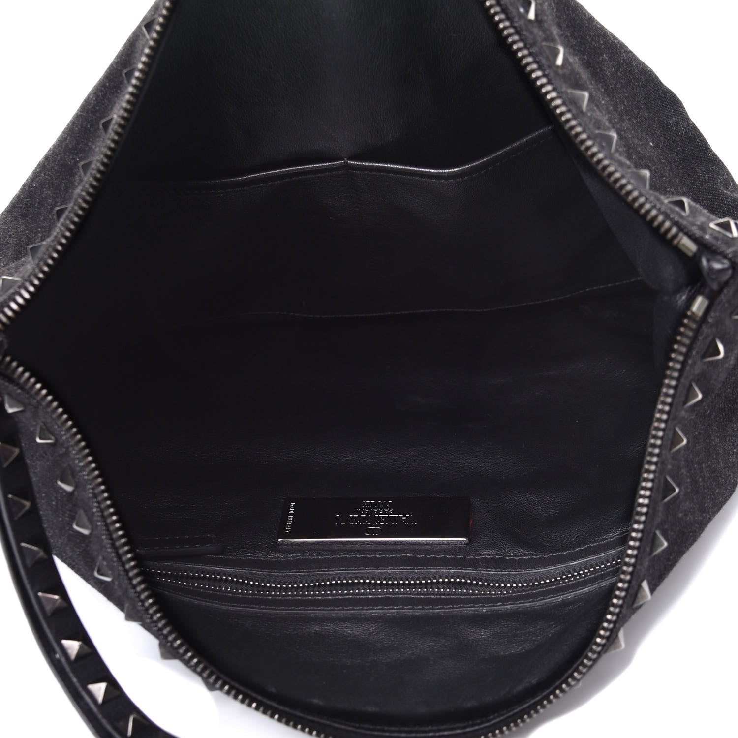 Valentino Garavani Denim Oversized Rockstud Zip Wristlet Pouch Black Jet 4 of 4