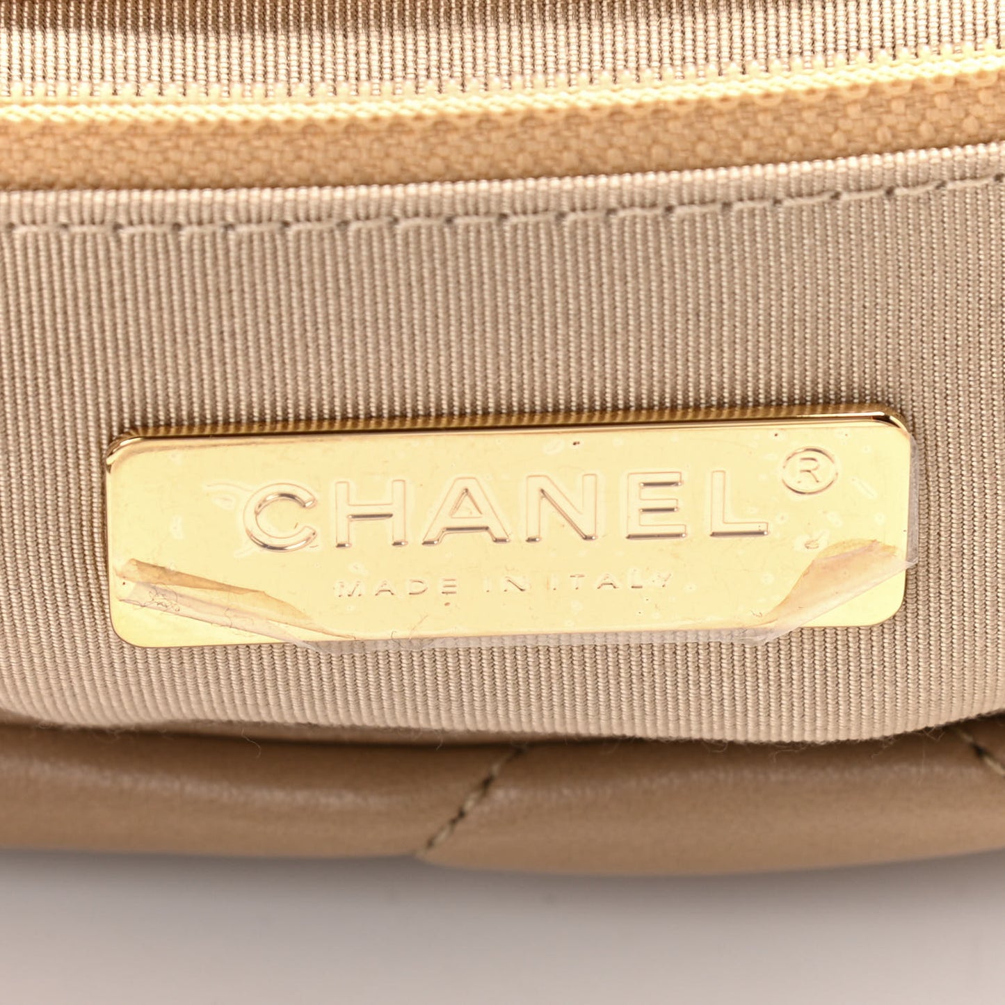 Lambskin Quilted Medium Chanel 19 Flap Dark Beige