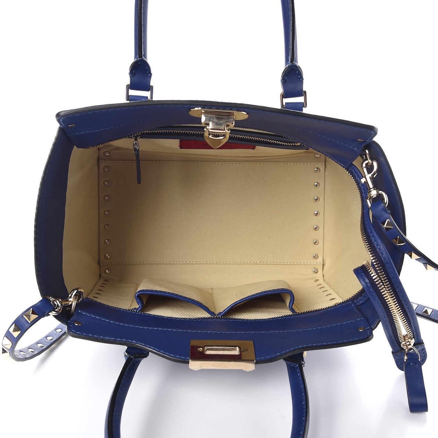 Vitello Small Rockstud Double Handle Tote Blue China