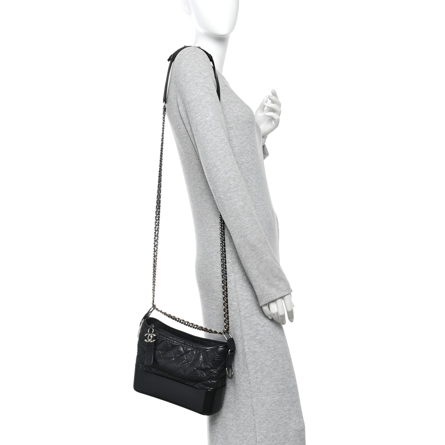 Chanel Aged Calfskin Quilted New Medium Gabrielle Hobo Black 2 of 10
