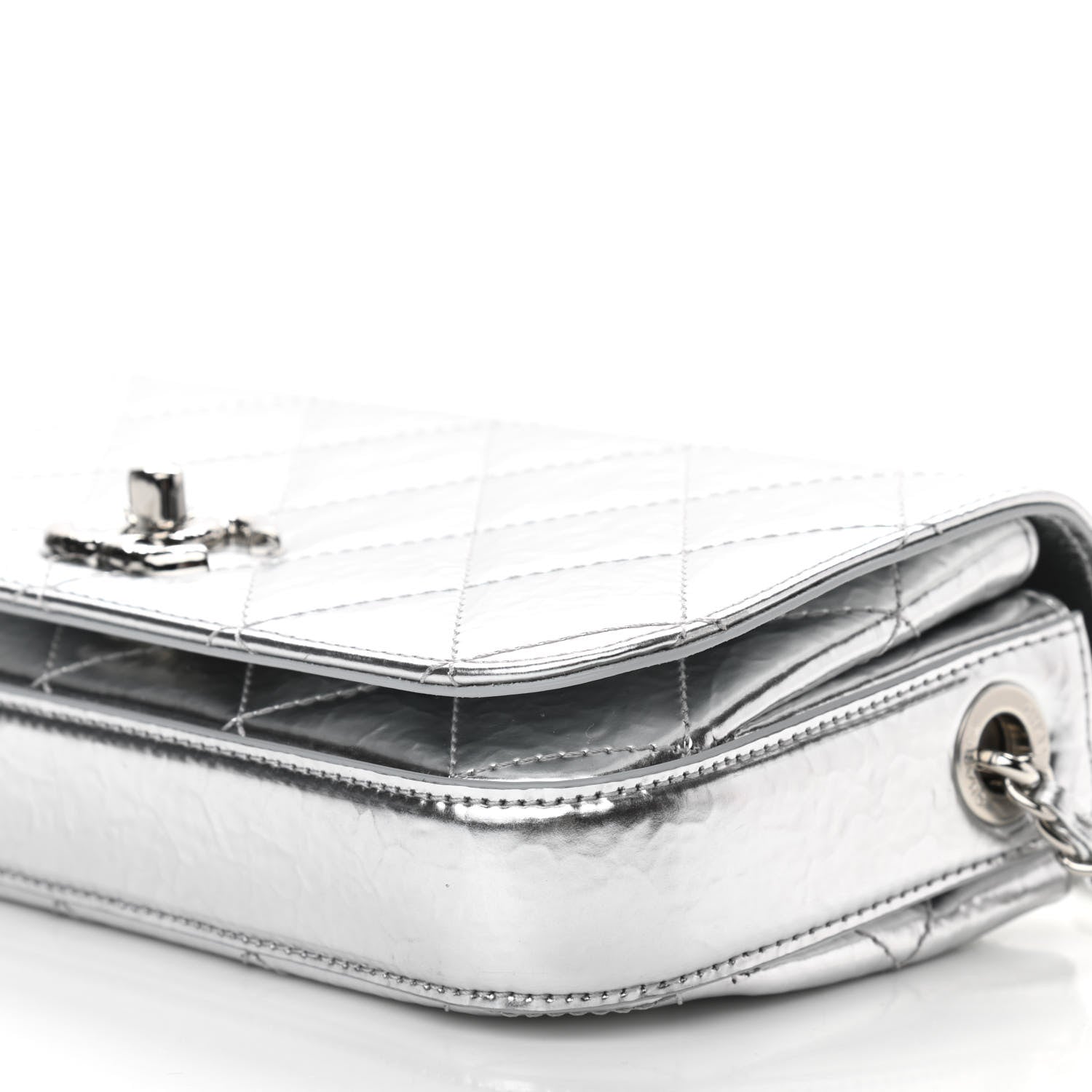 Chanel Hammered Metallic Calfskin Quilted Flap Silver 10 of 11