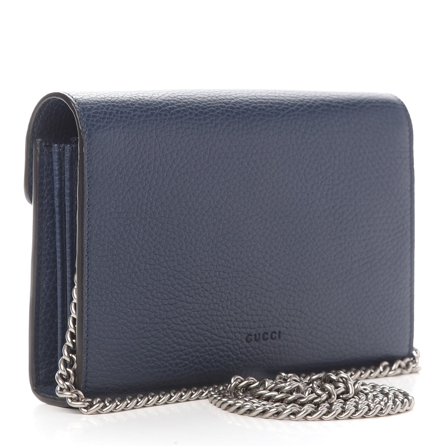 Dollar Calfskin Crystal Mini Dionysus Chain Wallet Blue Agata Black Diamond