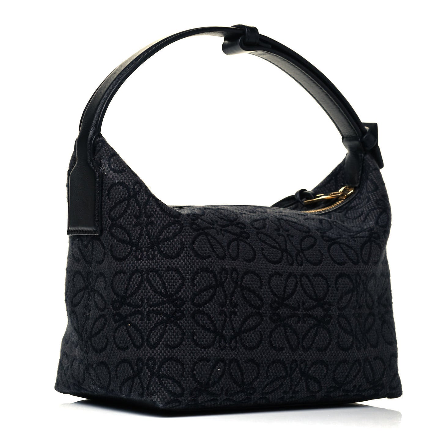 Jacquard Anagram Calfskin Small Cubi Bag Anthracite Black
