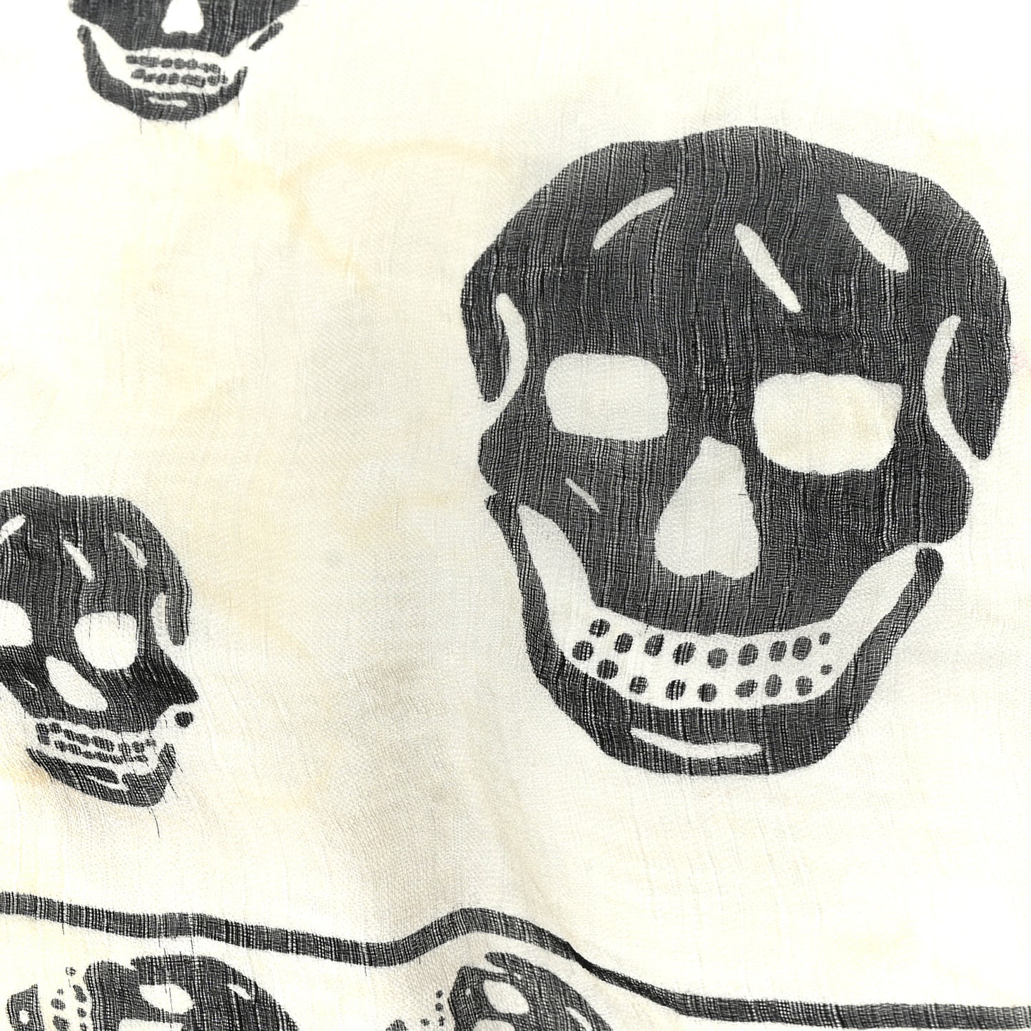 Silk Chiffon Skull Scarf Ivory Black