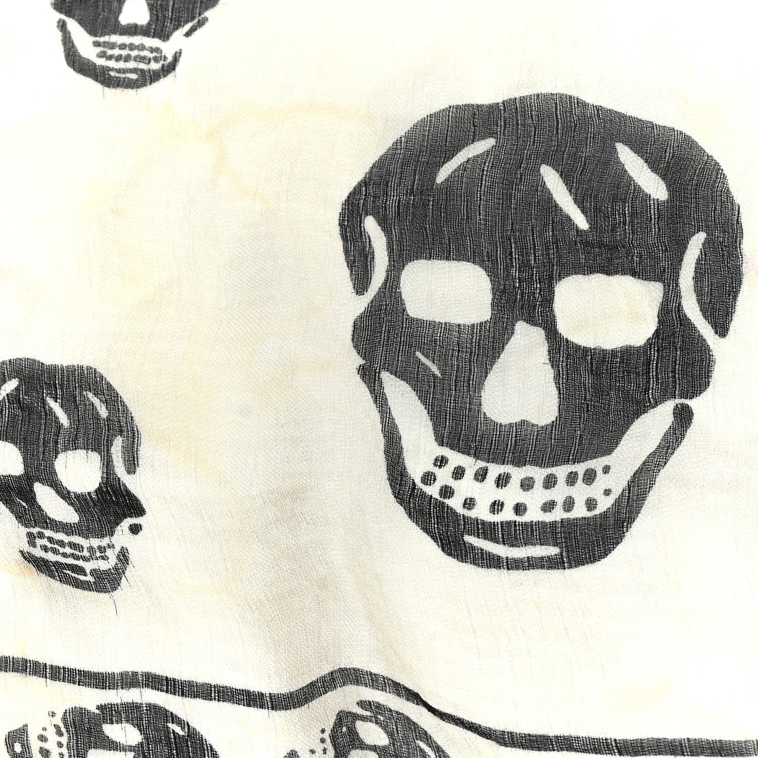 Alexander McQueen Silk Chiffon Skull Scarf Ivory Black 4 of 7