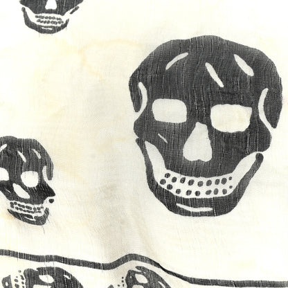 Alexander McQueen Silk Chiffon Skull Scarf Ivory Black 4 of 7