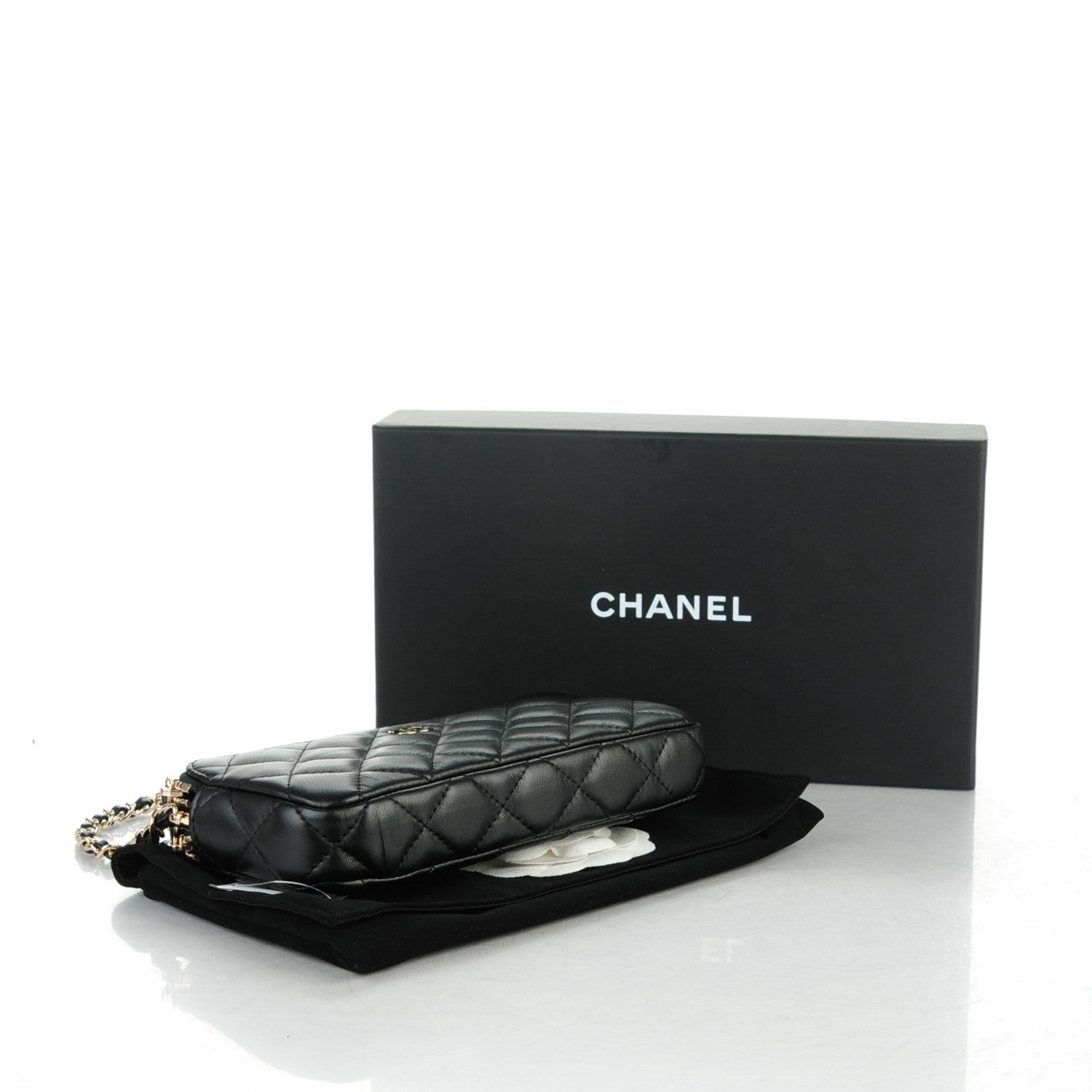 Chanel Lambskin Quilted Small Clutch With Chain Black 4 of 8