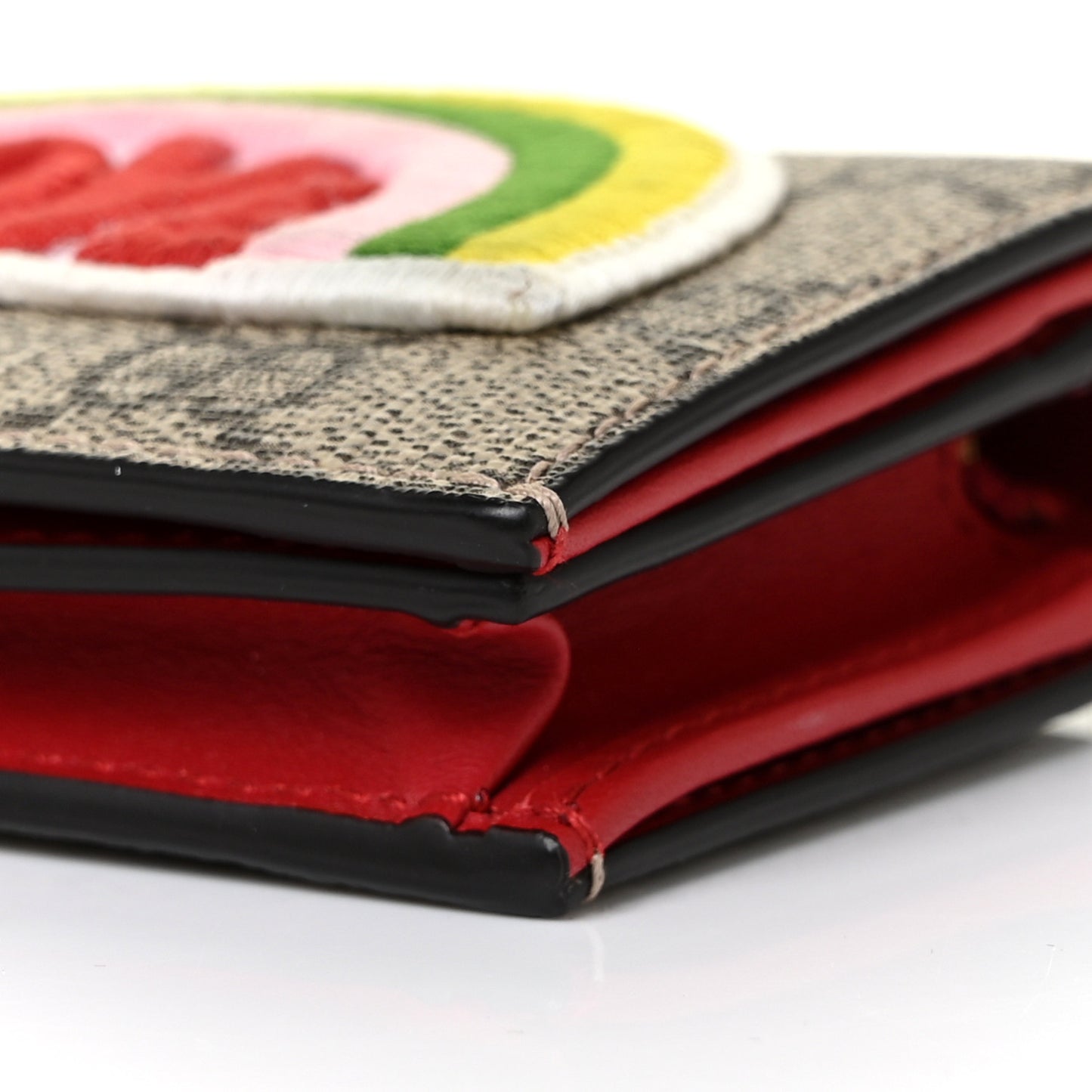 Soft GG Supreme Monogram Rainbow Embroidered Card Case Wallet