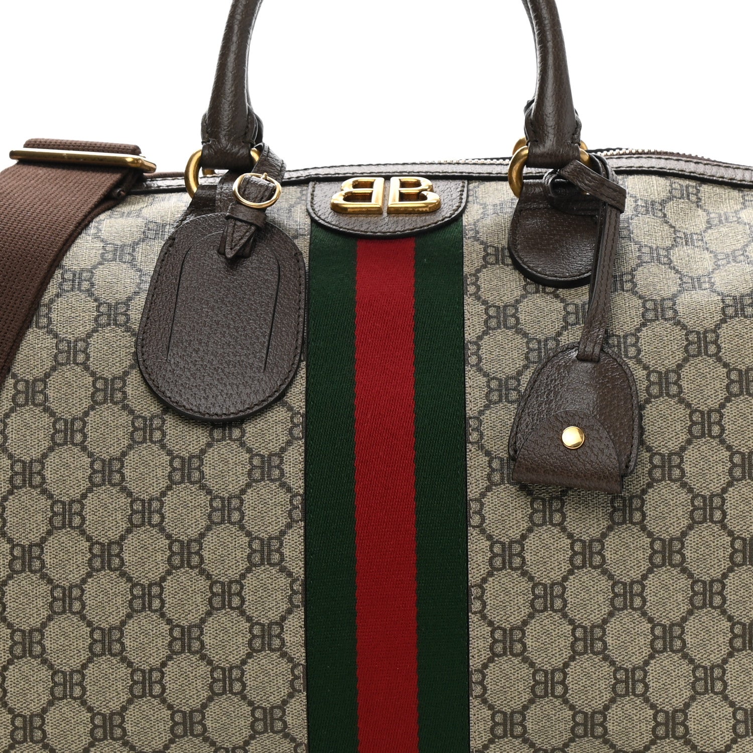 Gucci X BALENCIAGA BB Supreme Monogram Web Medium Ophidia Carry-On Duffle Bag Beige New Acero 8 of 10