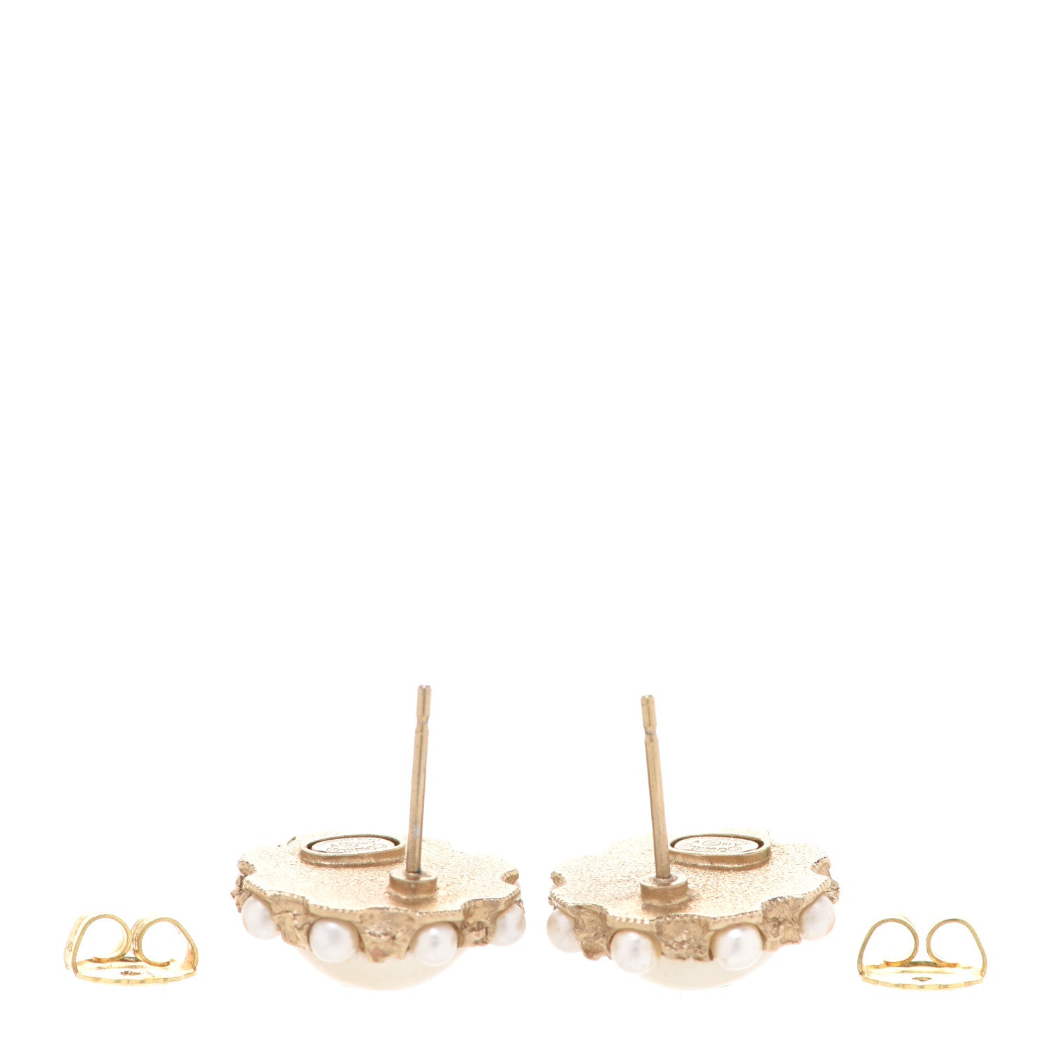 Chanel Pearl Crystal CC Round Earrings Gold 3 of 6