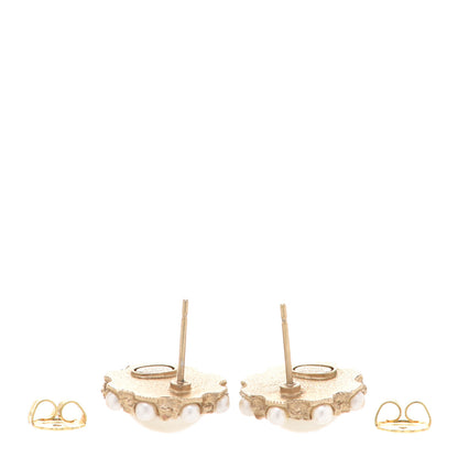Chanel Pearl Crystal CC Round Earrings Gold 3 of 6