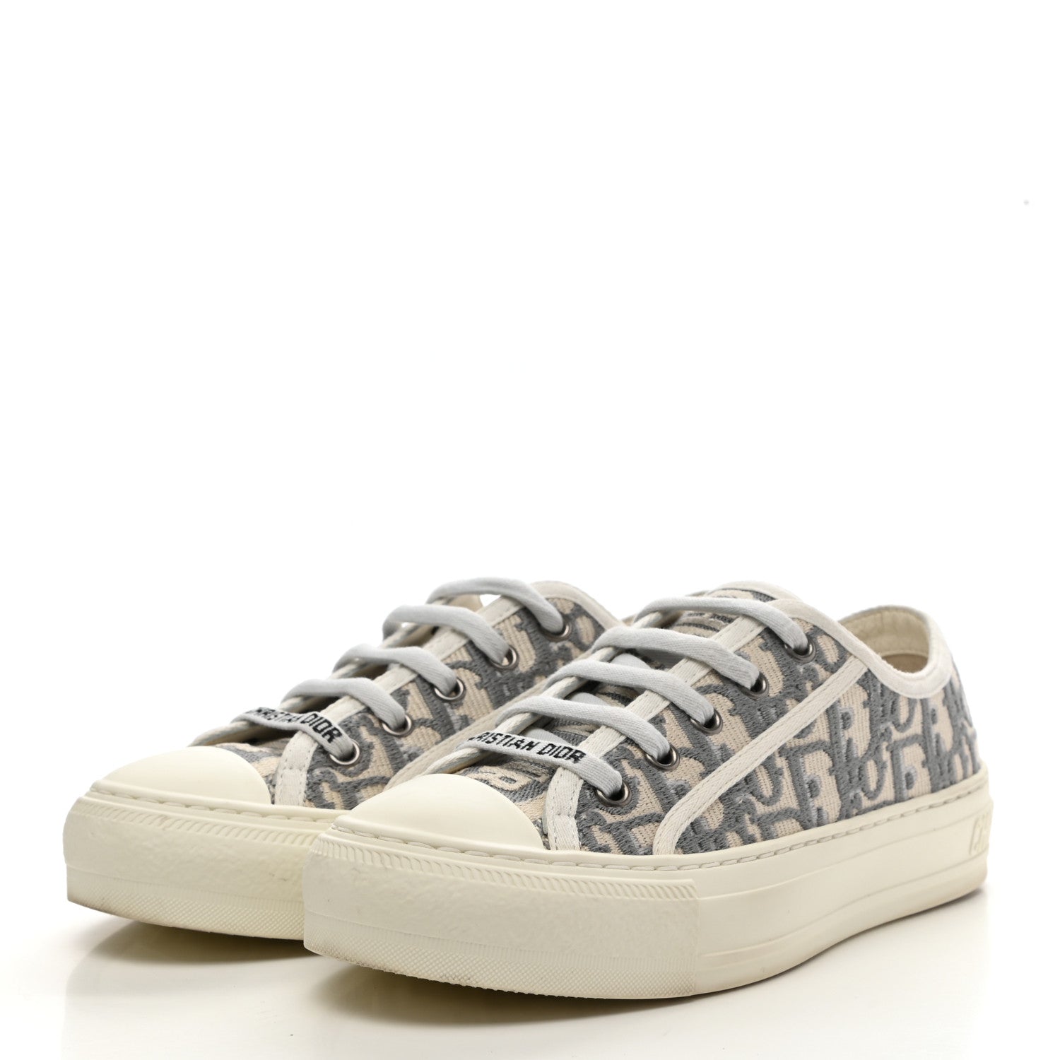 Christian Dior Canvas Oblique Walk'N'Dior Low Top Sneakers 35.5 Grey Stone 3 of 10