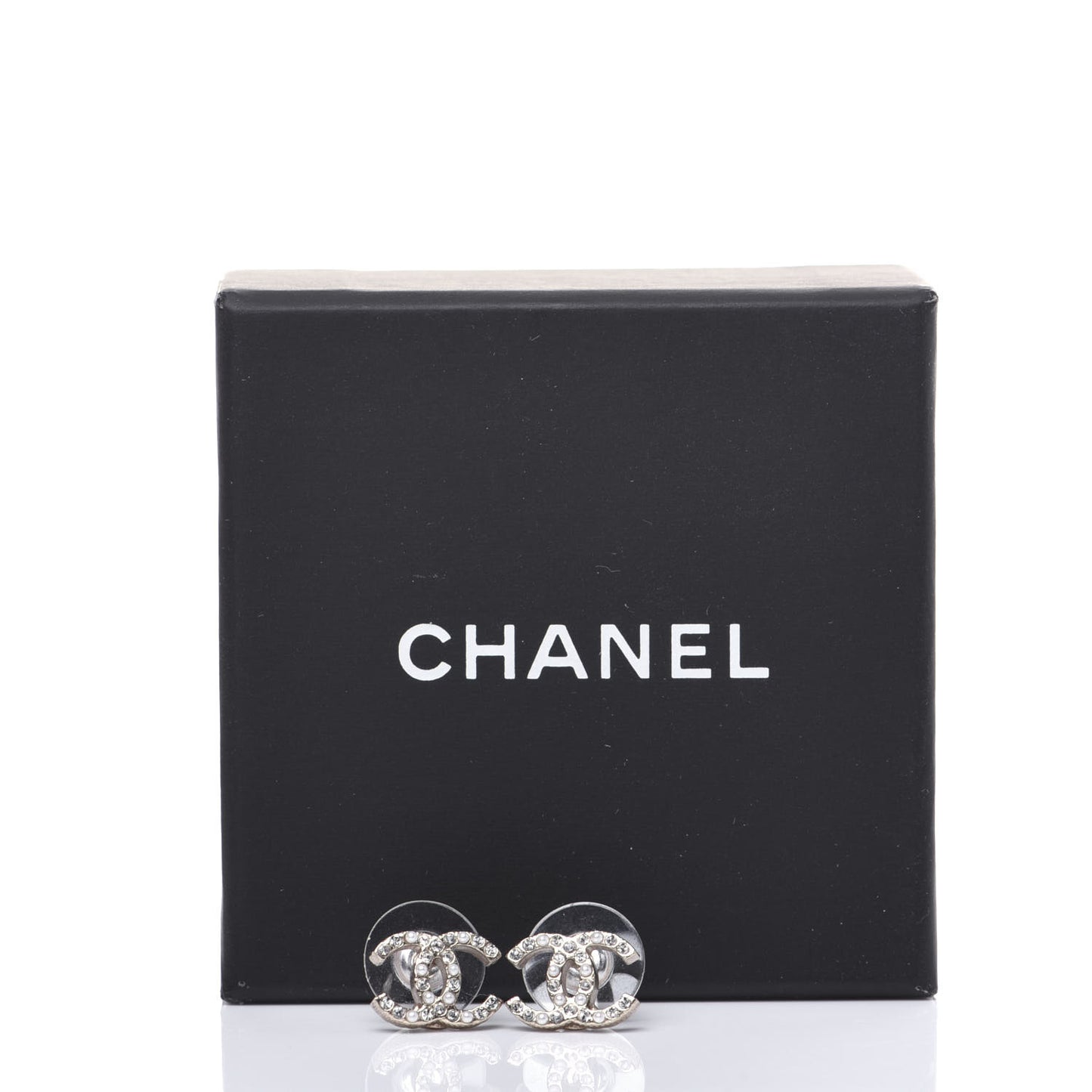 Pearl Crystal CC Earrings Gold