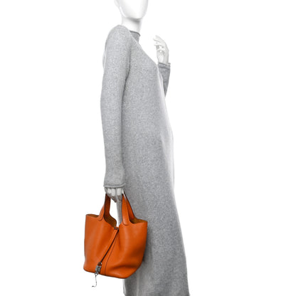 Hermes Taurillon Clemence Picotin Lock 22 MM Orange 2 of 10
