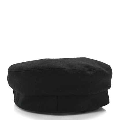 Hermes Wool Flannel Embroidered Womens Cabourg En Finesse Cap 57 Black 5 of 8