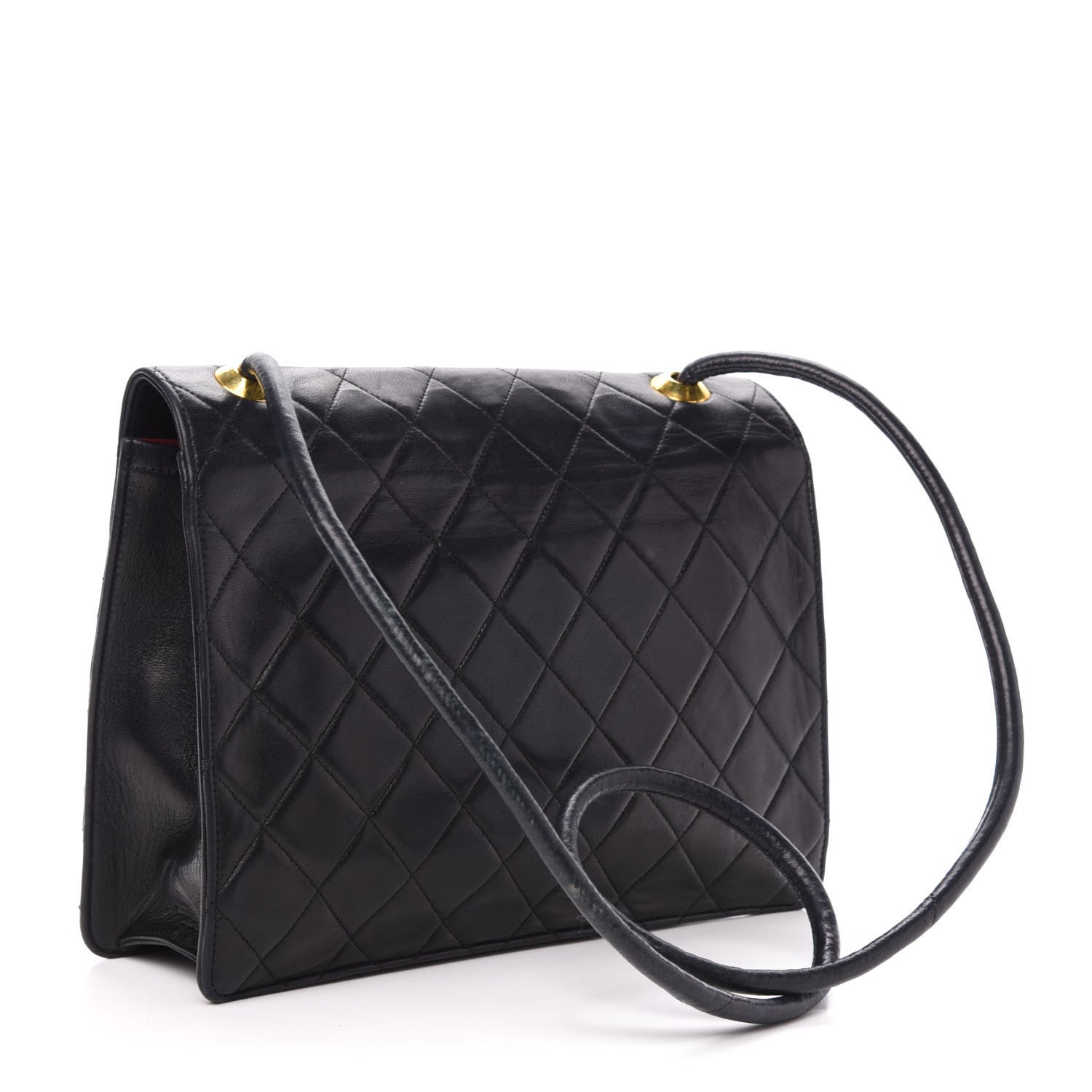 Chanel Lambskin Quilted Push Lock Flap Bag Black 3 of 11
