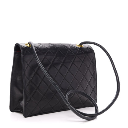 Chanel Lambskin Quilted Push Lock Flap Bag Black 3 of 11