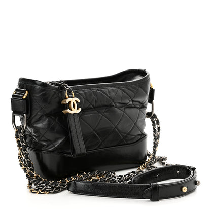 Chanel Aged Calfskin Quilted Charms Small Gabrielle Hobo Black 3 of 14