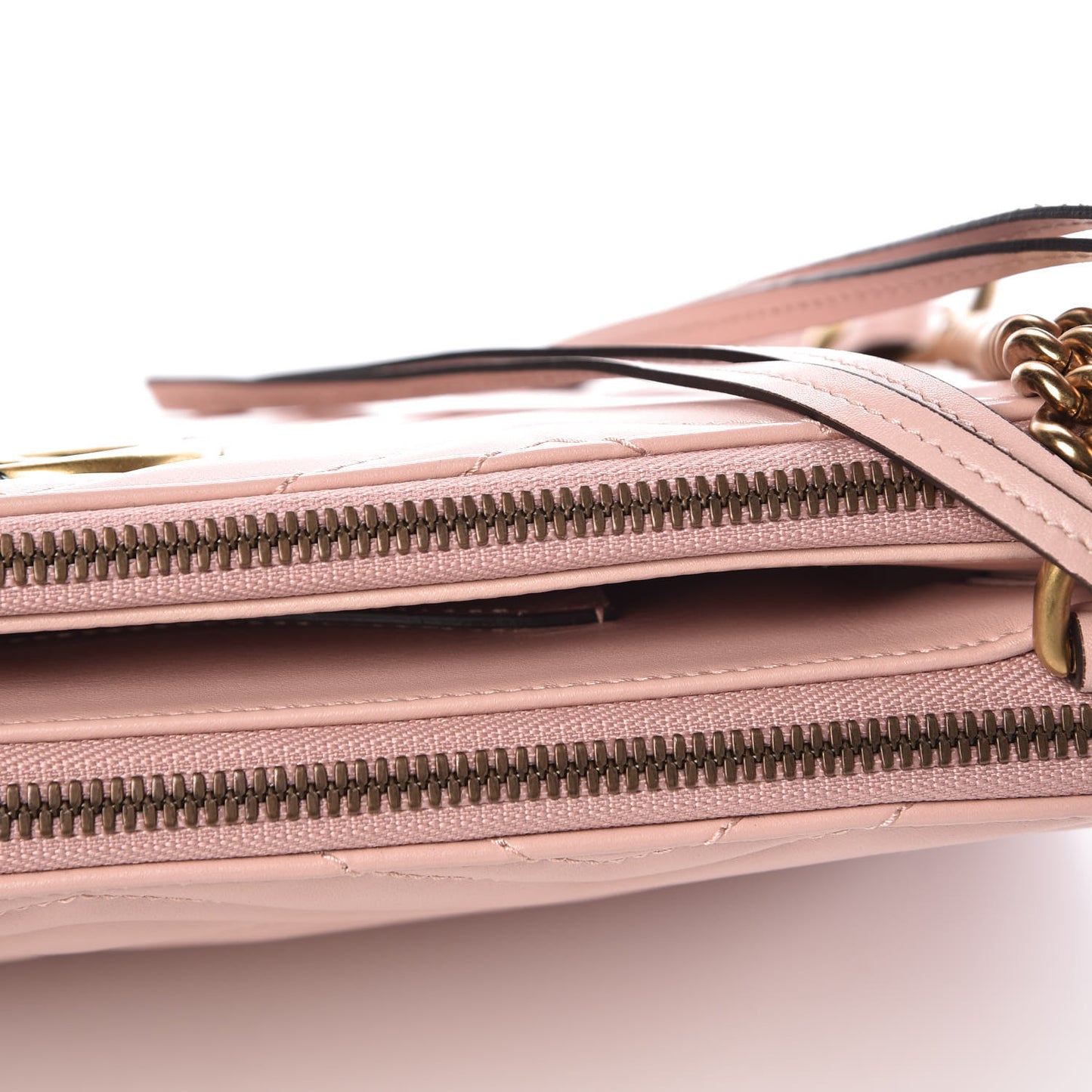 Calfskin Matelasse GG Marmont Double Zip Chain Bag Perfect Pink