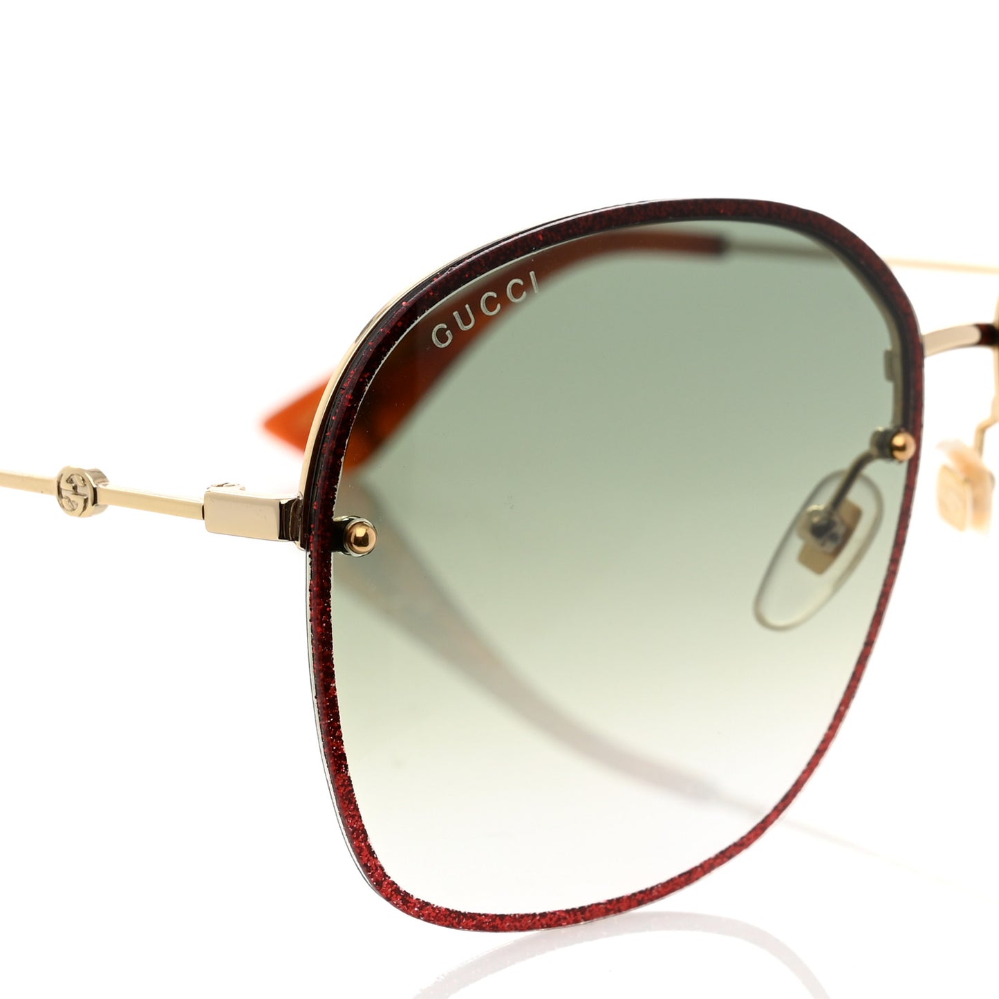 Square Frame Sunglasses GG0228S Gold Red