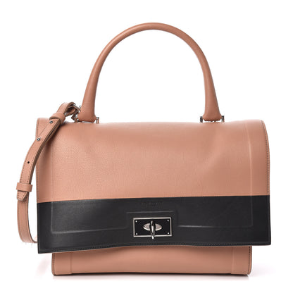 Givenchy Grained Calfskin Small Bi-Color Shark Lock Satchel Old Pink Black 1 of 11