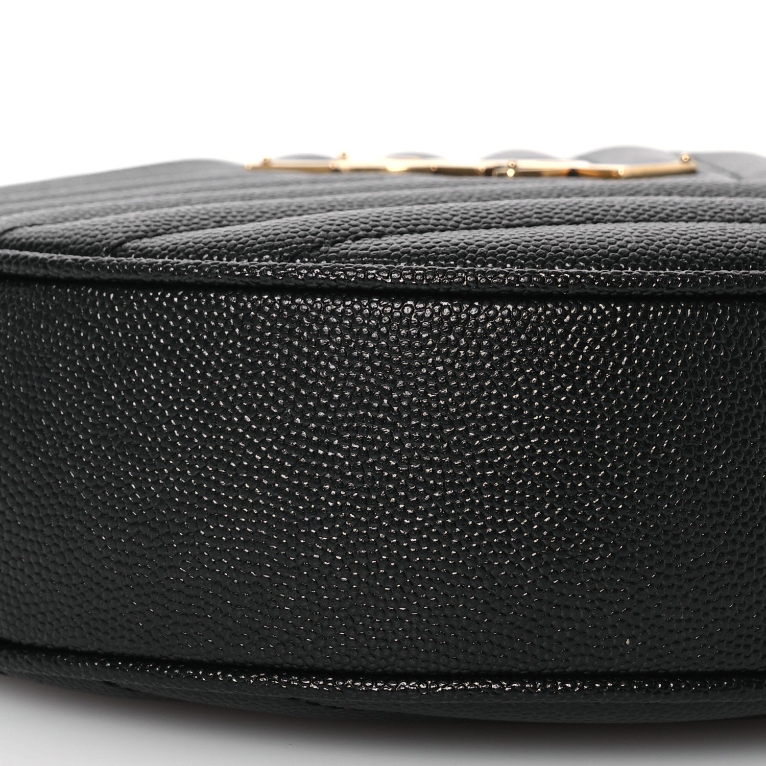 Saint Laurent Grain De Poudre Matelasse Chevron Quilted Round Vinyle Camera Bag Black 9 of 13