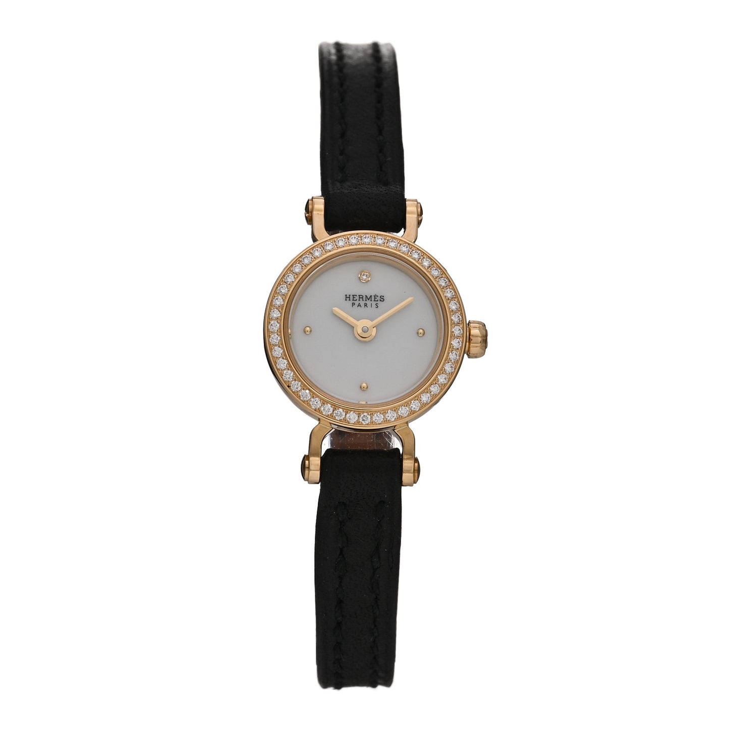 18K Yellow Gold Barenia Diamond 16mm Faubourg Quartz Watch Noir
