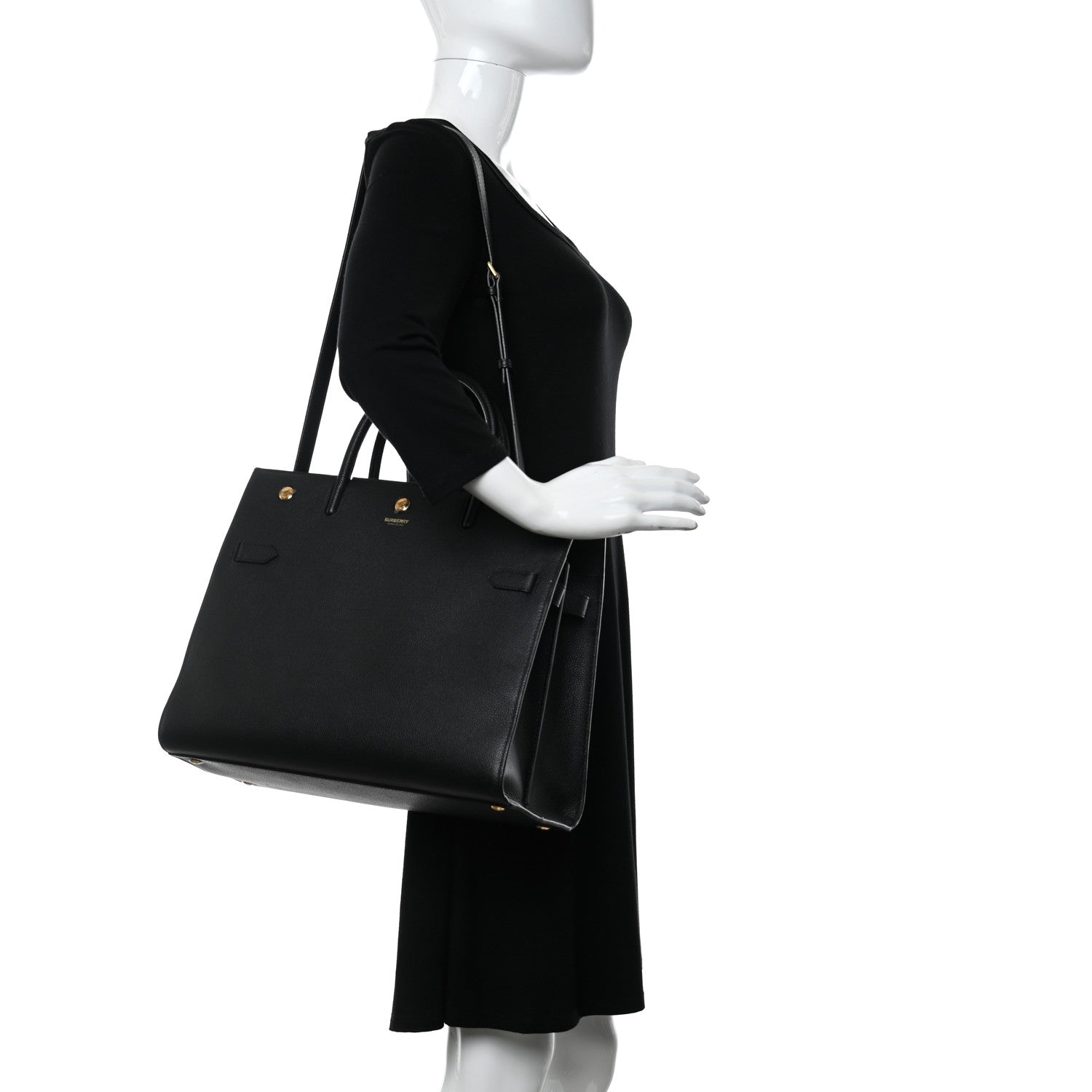 Burberry Grainy Calfskin Medium Title Bag Black 2 of 10