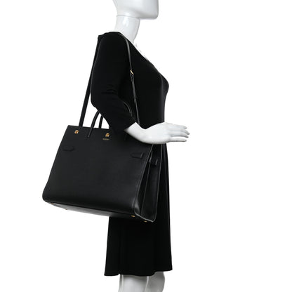 Burberry Grainy Calfskin Medium Title Bag Black 2 of 10